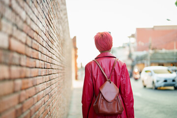 Fototapeta premium Asian stylish woman Traveling in the city of asia