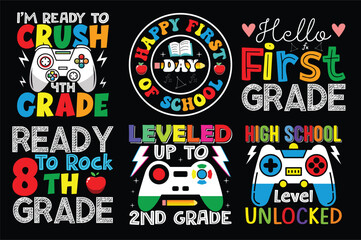 Obraz premium Back to school Retro vintage Bundle t shirt design.