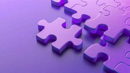 Obraz premium a 3D render illustration of jigsaw puzzles on a purple background representing business success and teamwork