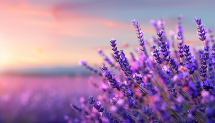 Obraz premium Blooming Lavender Field in Aromatic Pastel Paradise