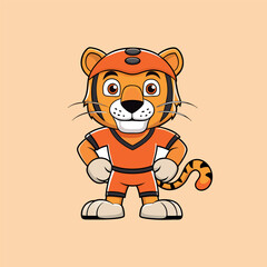 Tiger helmet mascot character logo design vector illustration