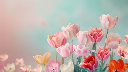Obraz premium Blooming Splendor: Tulip Festival in Pastel Spring Serenade