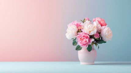 Naklejka premium Blooming Elegance: Peony Blossoms in Soft Pink for Wedding Decor on Gradient Background