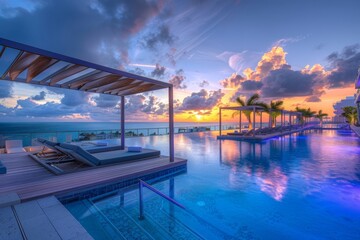 Infinity Pool with Sunset View at Rooftop Terrace