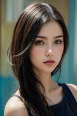 Naklejka premium woman with a black dress