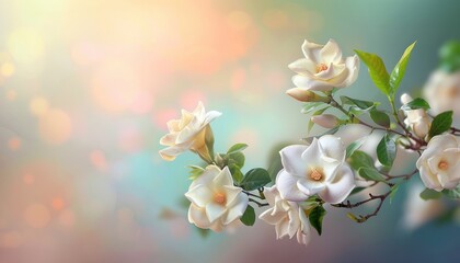 Obraz premium Vibrant Gardenias in Bloom - Detailed and Realistic Close-Up Shot with Bright Background
