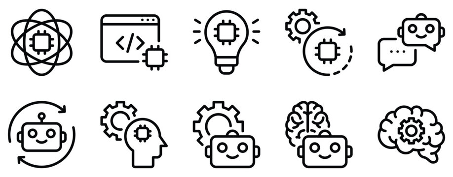 Machine Learning Icon Set Advanced Line Style Collection for AI Enthusiasts