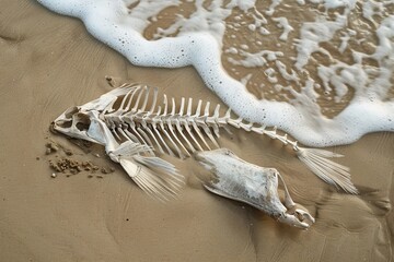 Fish Skeleton on a Sandy Beach