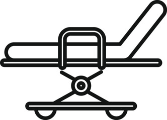 Simple line icon of a medical stretcher waiting for a patient