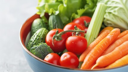 A colorful bowl of mixed fresh vegetables, showcasing a balanced diet for gut health