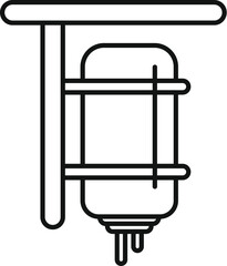 Line drawing of a water heater supplying hot water to a house