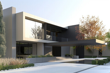 Fototapeta premium Modern Villa with Spacious Foreground Image
