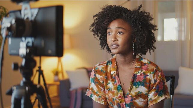 An influencer filming a QA session, addressing followers' questions with a casual setup in the background