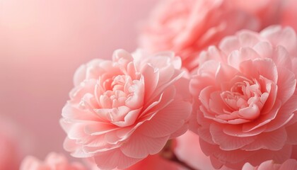 Fototapeta premium Delicate Camellia Flowers: Macro Photography of Intricate Pink Petals with Subtle Textures and Colors