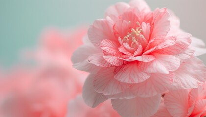 Delicate Camellia Flowers: Macro Photography of Intricate Pink Petals with Subtle Textures and Colors