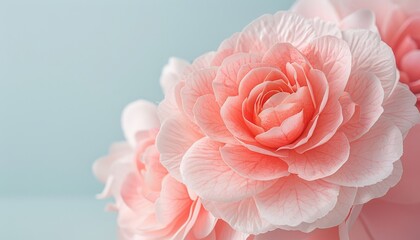 Fototapeta premium Delicate Camellia Flowers: Close-up Macro Photography of Soft Pink Blossoms with Intricate Textures and Subtle Colors