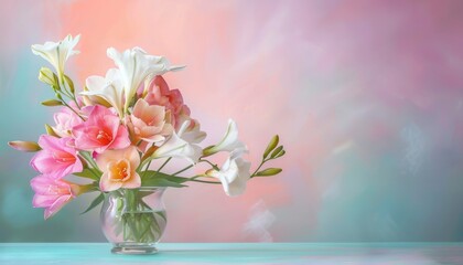 Obraz premium Fragrant Freesia Bouquet: Springtime Freshness in Colorful Display