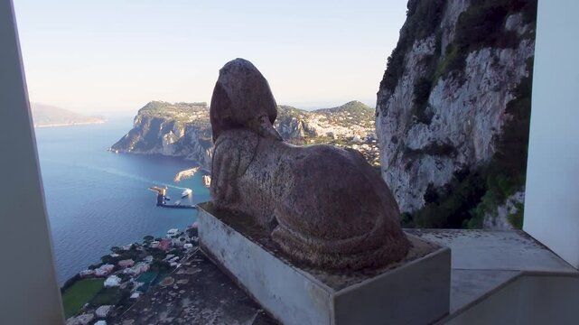 The private sphinx of Tiberius Claudius Nero at Villa San Michele on Anacapri island, Italy