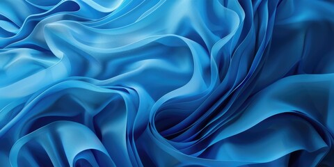 Fototapeta premium blue wavy silk textile texture