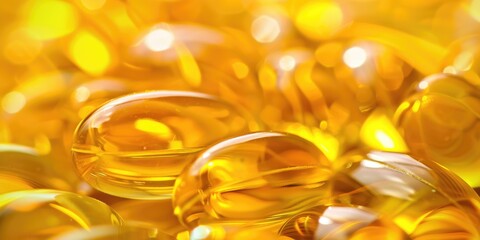closeup of healthy fish oil capsules