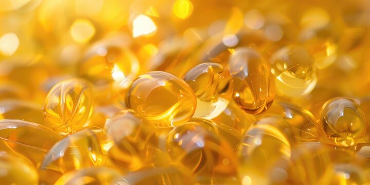 closeup of healthy fish oil capsules