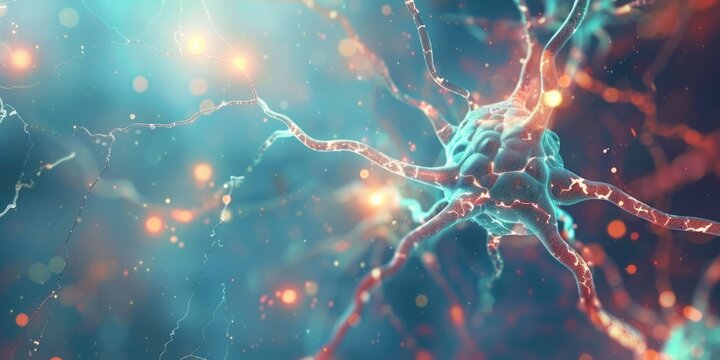 closeup of brain neuronal connections in blue