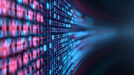 Obraz premium High-resolution image of blue and pink binary code with a blurred effect