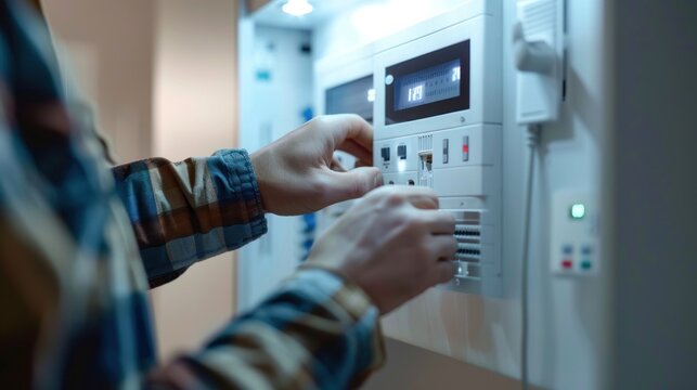 Man Setting up Security System
