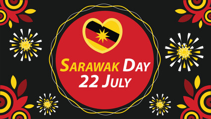 Sarawak Day  vector banner design with geometric shapes and vibrant colors on a horizontal background. Happy Sarawak Day modern minimal poster.