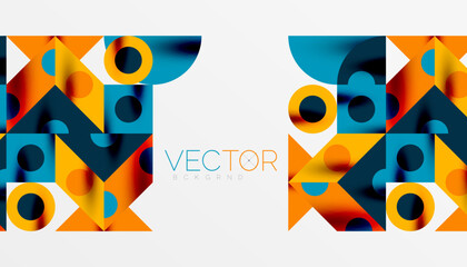 Colorful triangles circles square geometric design. Abstract background for wallpaper, banner, backdrop, card, book Illustration, landing page