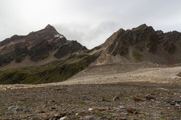 Mountain panorama with col Eisjöchl in Texel group, South Tyrol, Italy