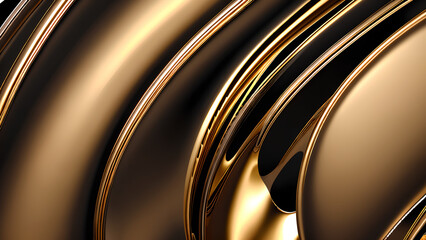 Abstract golden background with golden liquid metal waves