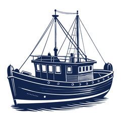 Silhouette of Wooden fishing boat