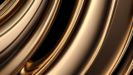 Abstract golden background with golden liquid metal waves