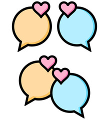 Cute Speech Bubbles With Love Hearts 