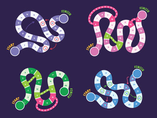 Board game template. A step-by-step game with chips. Creating a game to spend time in the company of friends. Vector illustration