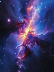 Fototapeta premium Cosmic Nebula With Glowing Colors