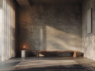 Elegant Home Interior with White Ash Foyer Table, Concrete and Walnut Floor Lamp, and Cashmere Accents