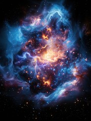 Fototapeta premium Abstract Nebula Illustration With Blue and Orange Hues