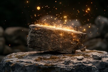 Glowing rock in forest mystical and enchanting digital illustration