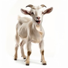 Fototapeta premium goat with horns full body white background