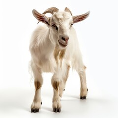 Fototapeta premium goat with horns full body white background