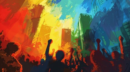 Vibrant Climate Change Activism: Digital Painting of Passionate Protesters Fueling a Social Movement