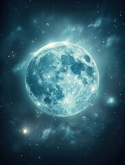 Obraz premium Blue Moon in a Starry Sky