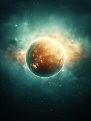 Obraz premium Glowing Planet in a Nebula
