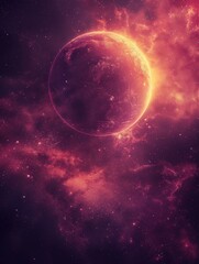 Obraz premium Abstract Planet in Red Nebula