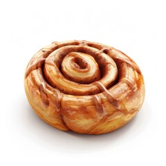 Fototapeta premium Detailed Illustration of a Delicious Cinnamon Roll Dessert Element in Light Brown on White Background