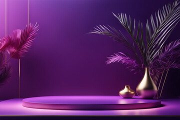 Obraz premium podium mockup background,&nbsp;purple background for presentation of cosmetic 3d render