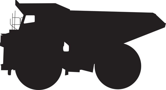 recommend clip art: Dump truck silhouette illustration full length. Construction vehicle side view.