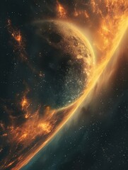 Obraz premium Planet Engulfed in Flames